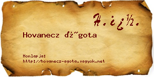 Hovanecz Ágota névjegykártya